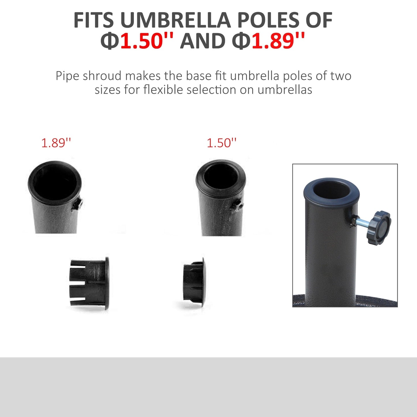 Outsunny 17 26 lbs Round Resin Umbrella Base Stand with Beautiful Decorative Pattern & Easy Setup, for Φ1.5, Φ1.89 Pole