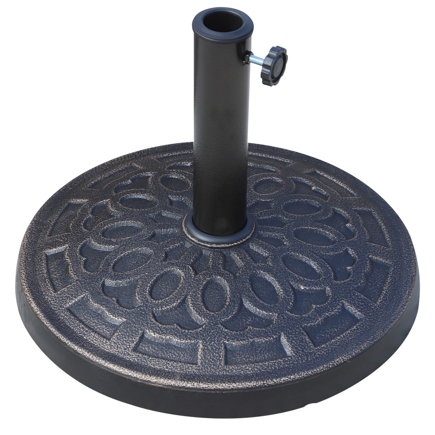 Outsunny 17 26 lbs Round Resin Umbrella Base Stand with Beautiful Decorative Pattern & Easy Setup, for Φ1.5, Φ1.89 Pole