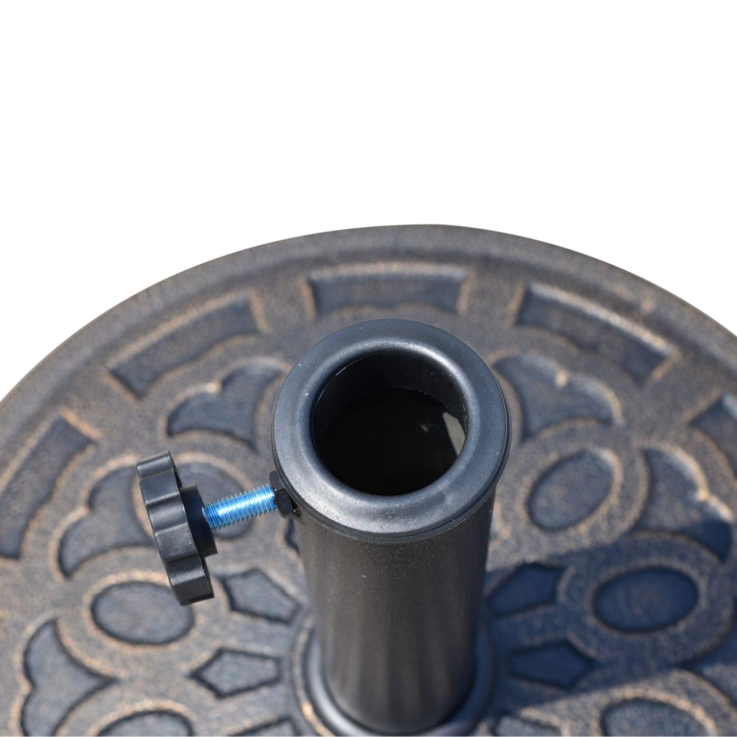 Outsunny 17 26 lbs Round Resin Umbrella Base Stand with Beautiful Decorative Pattern & Easy Setup, for Φ1.5, Φ1.89 Pole
