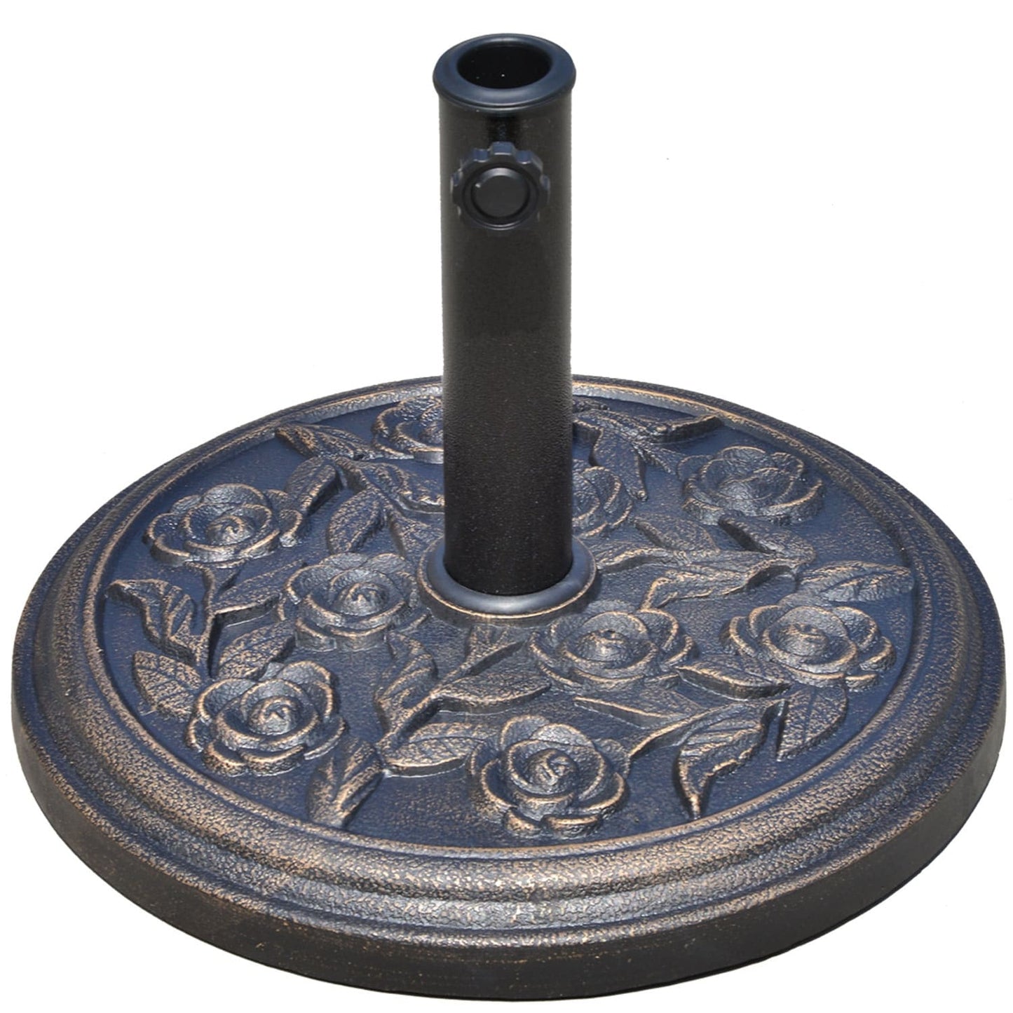 Outsunny 18 Round Decorative Resin Rose Floral Umbrella Pole Holder with Elegant Bronze Finish & Universal Coupler