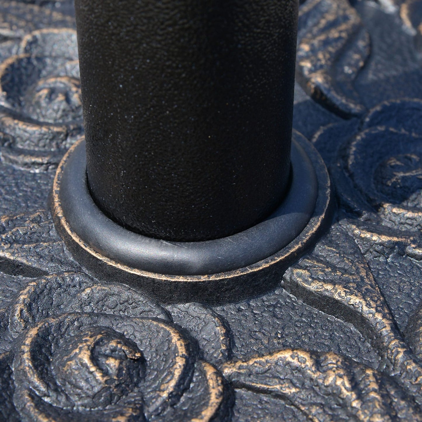 Outsunny 18 Round Decorative Resin Rose Floral Umbrella Pole Holder with Elegant Bronze Finish & Universal Coupler