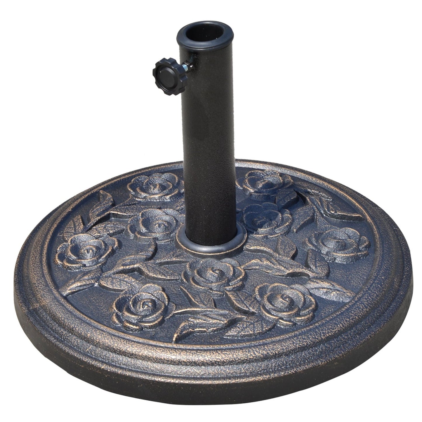 Outsunny 18 Round Decorative Resin Rose Floral Umbrella Pole Holder with Elegant Bronze Finish & Universal Coupler