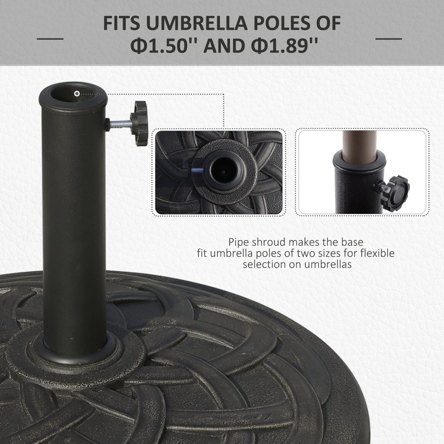 Outsunny 21.5 Round Cast Stone Umbrella Holder Base with Beautiful Decorative Pattern & Easy Setup, Bronze