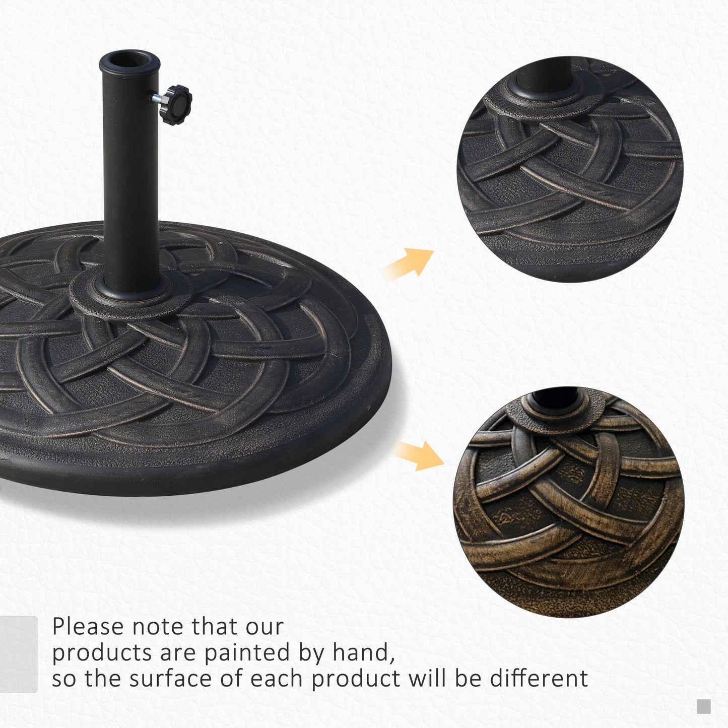 Outsunny 21.5 Round Cast Stone Umbrella Holder Base with Beautiful Decorative Pattern & Easy Setup, Bronze