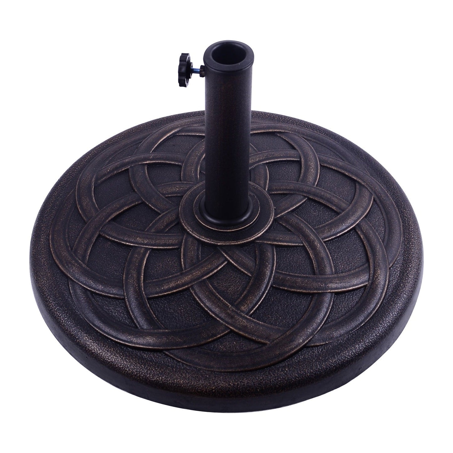 Outsunny 21.5 Round Cast Stone Umbrella Holder Base with Beautiful Decorative Pattern & Easy Setup, Bronze