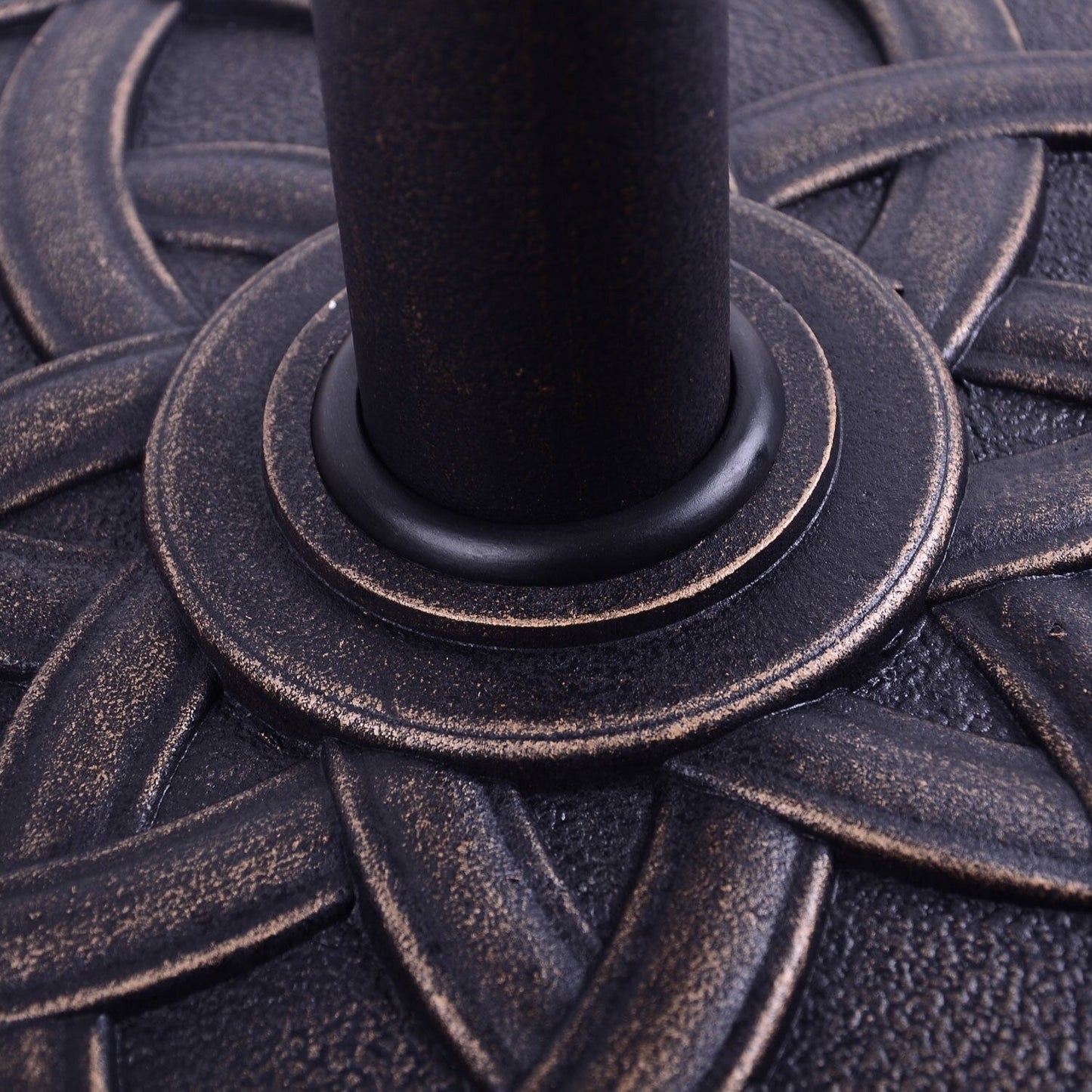 Outsunny 21.5 Round Cast Stone Umbrella Holder Base with Beautiful Decorative Pattern & Easy Setup, Bronze