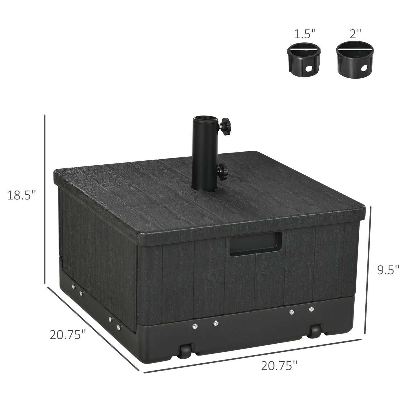 Outsunny 3-in-1 Outdoor Umbrella Base, Coffee End Table, Planter Box with Drainage, 175lbs Capacity Patio Umbrella Stand Table