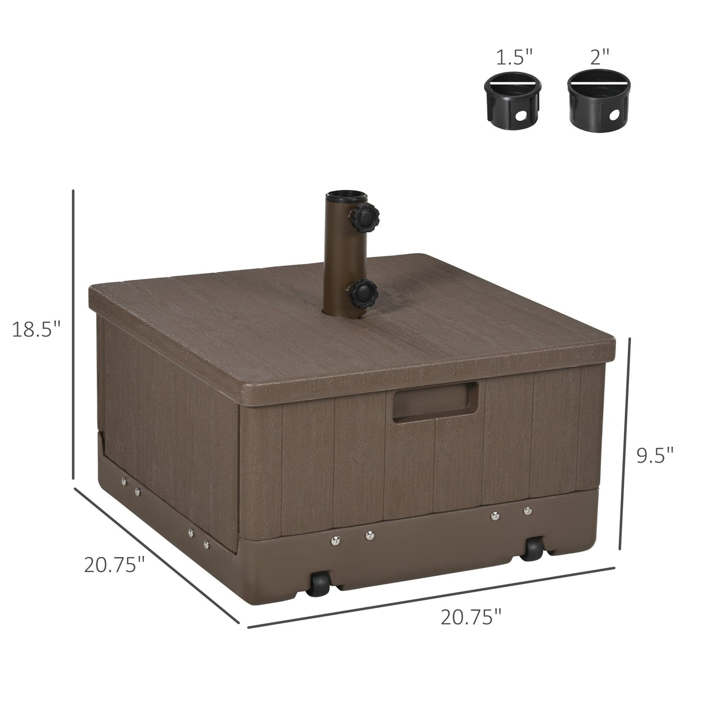 Outsunny 3-in-1 Outdoor Umbrella Base, Coffee End Table, Planter Box with Drainage, 175lbs Capacity Patio Umbrella Stand Table