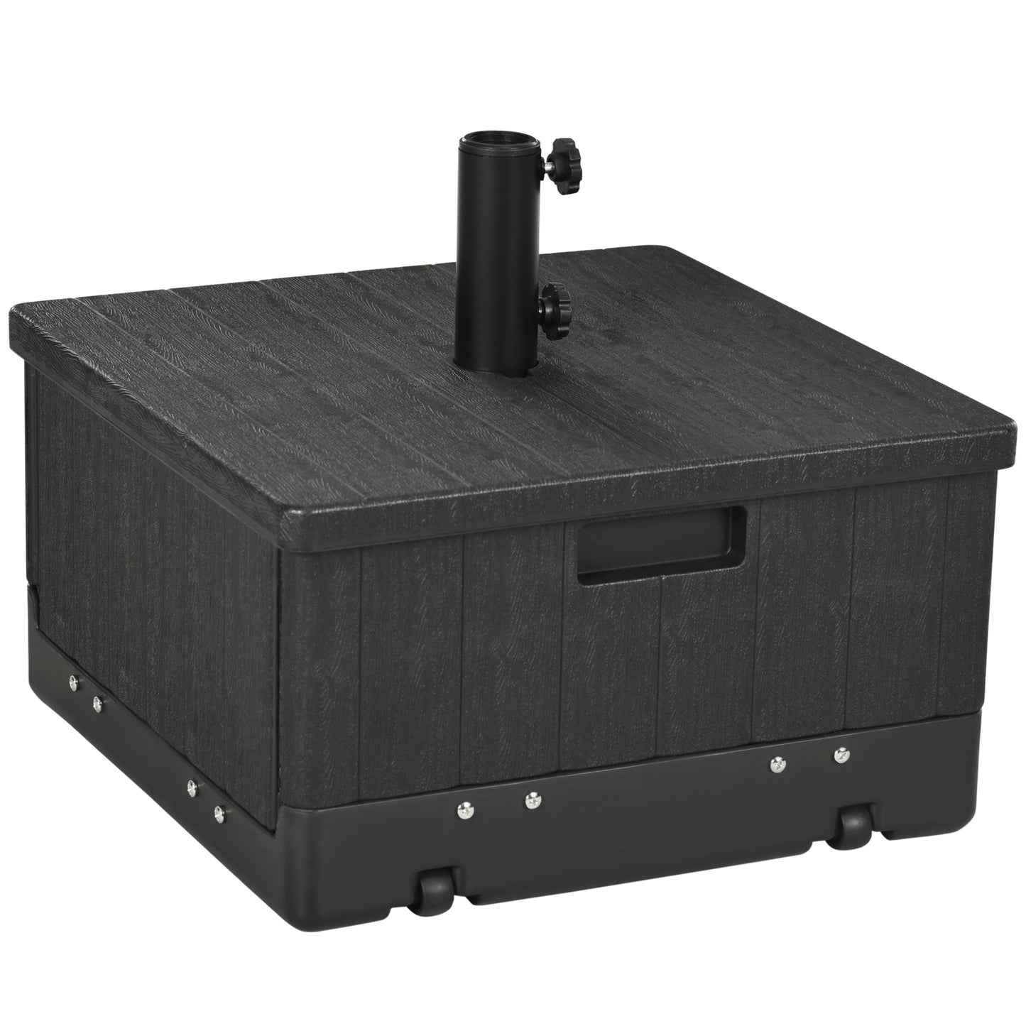 Outsunny 3-in-1 Outdoor Umbrella Base, Coffee End Table, Planter Box with Drainage, 175lbs Capacity Patio Umbrella Stand Table