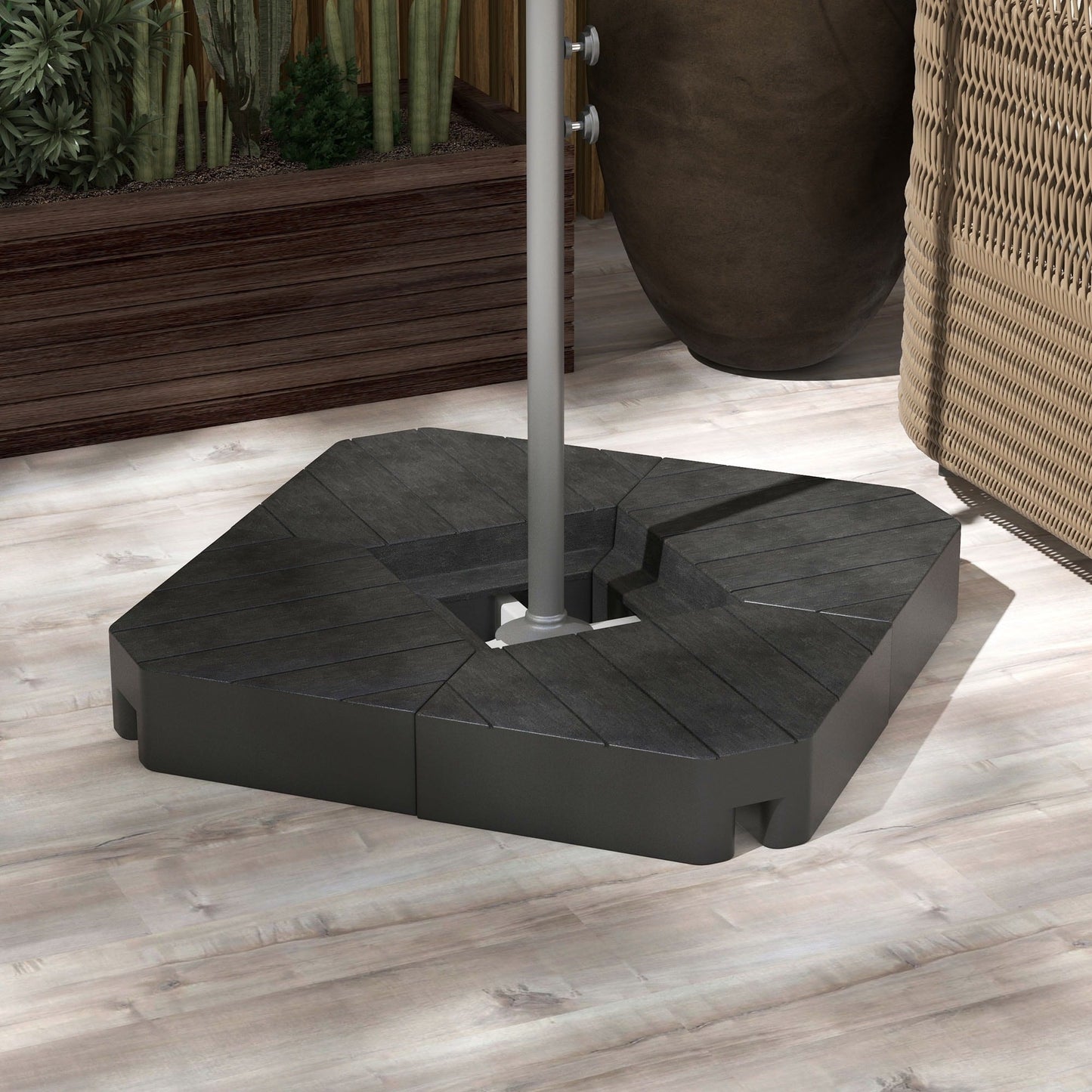 Outsunny 4 Piece Patio Cantilever Umbrella Base Weight Set, Outdoor Offset Umbrella Weights for Umbrella Stand