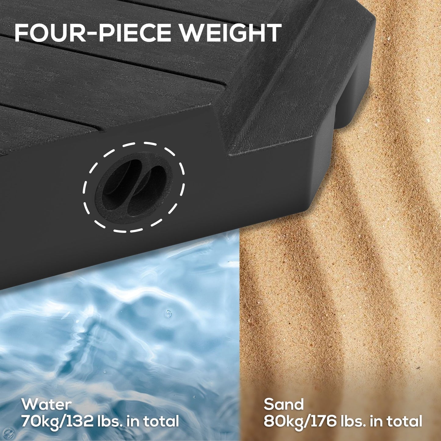 Outsunny 4 Piece Patio Cantilever Umbrella Base Weight Set, Outdoor Offset Umbrella Weights for Umbrella Stand
