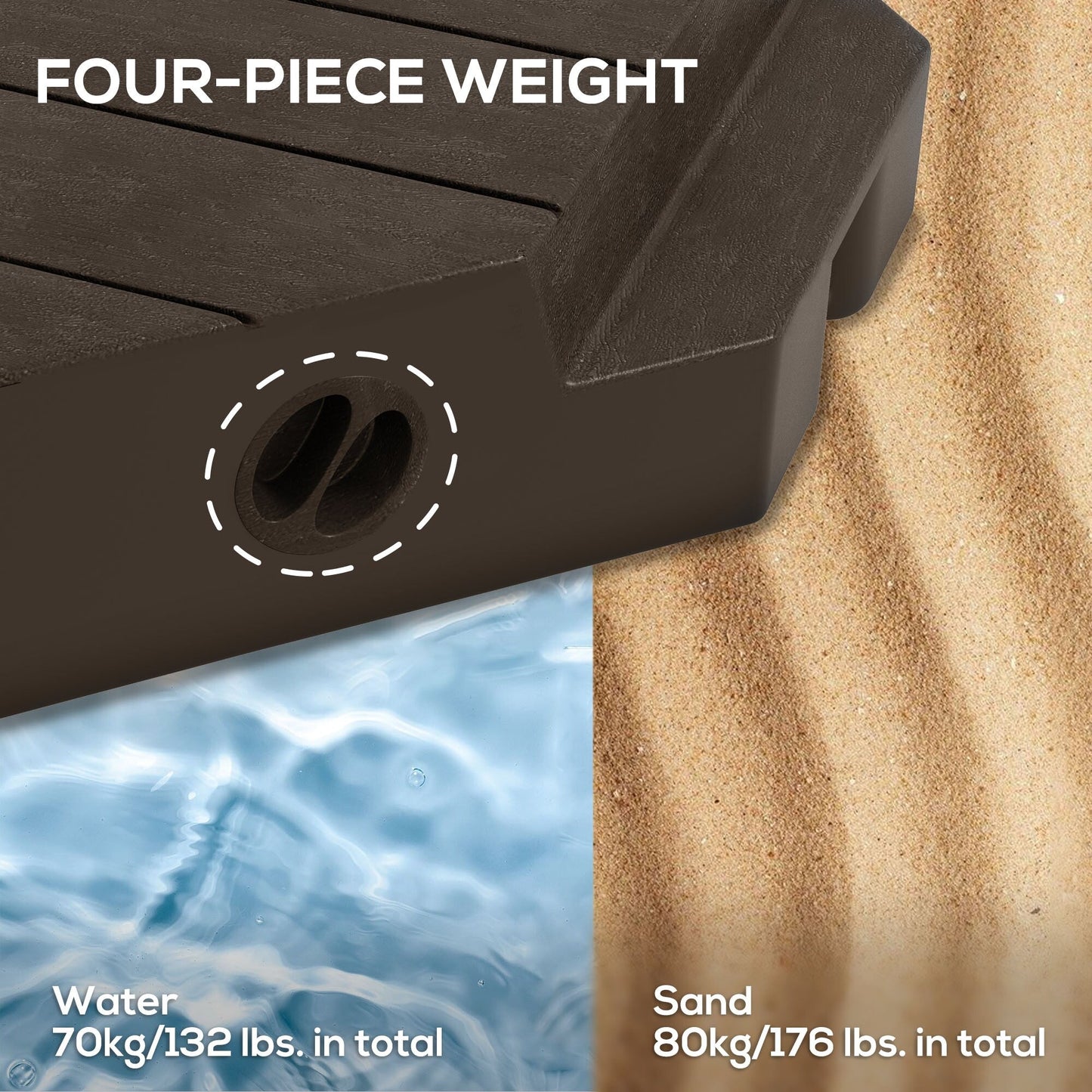 Outsunny 4 Piece Patio Cantilever Umbrella Base Weight Set, Outdoor Offset Umbrella Weights for Umbrella Stand