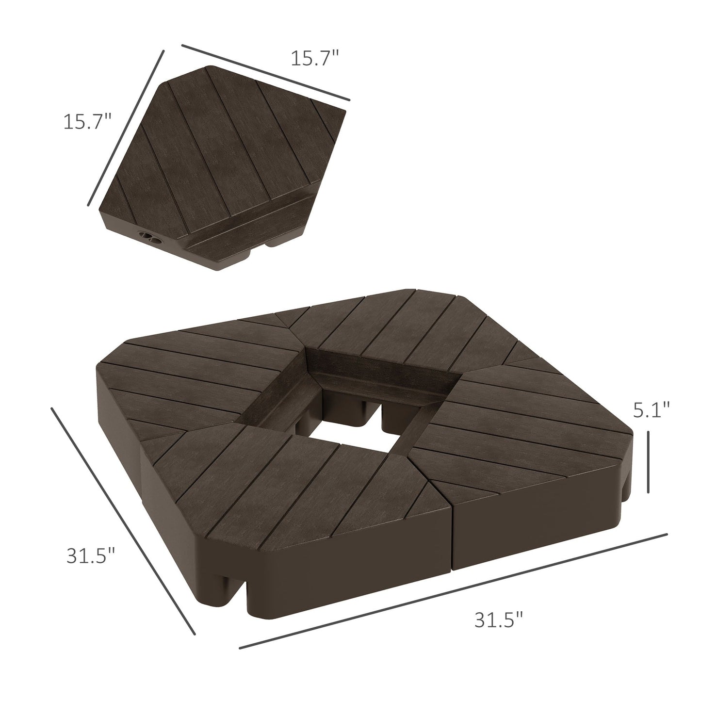 Outsunny 4 Piece Patio Cantilever Umbrella Base Weight Set, Outdoor Offset Umbrella Weights for Umbrella Stand