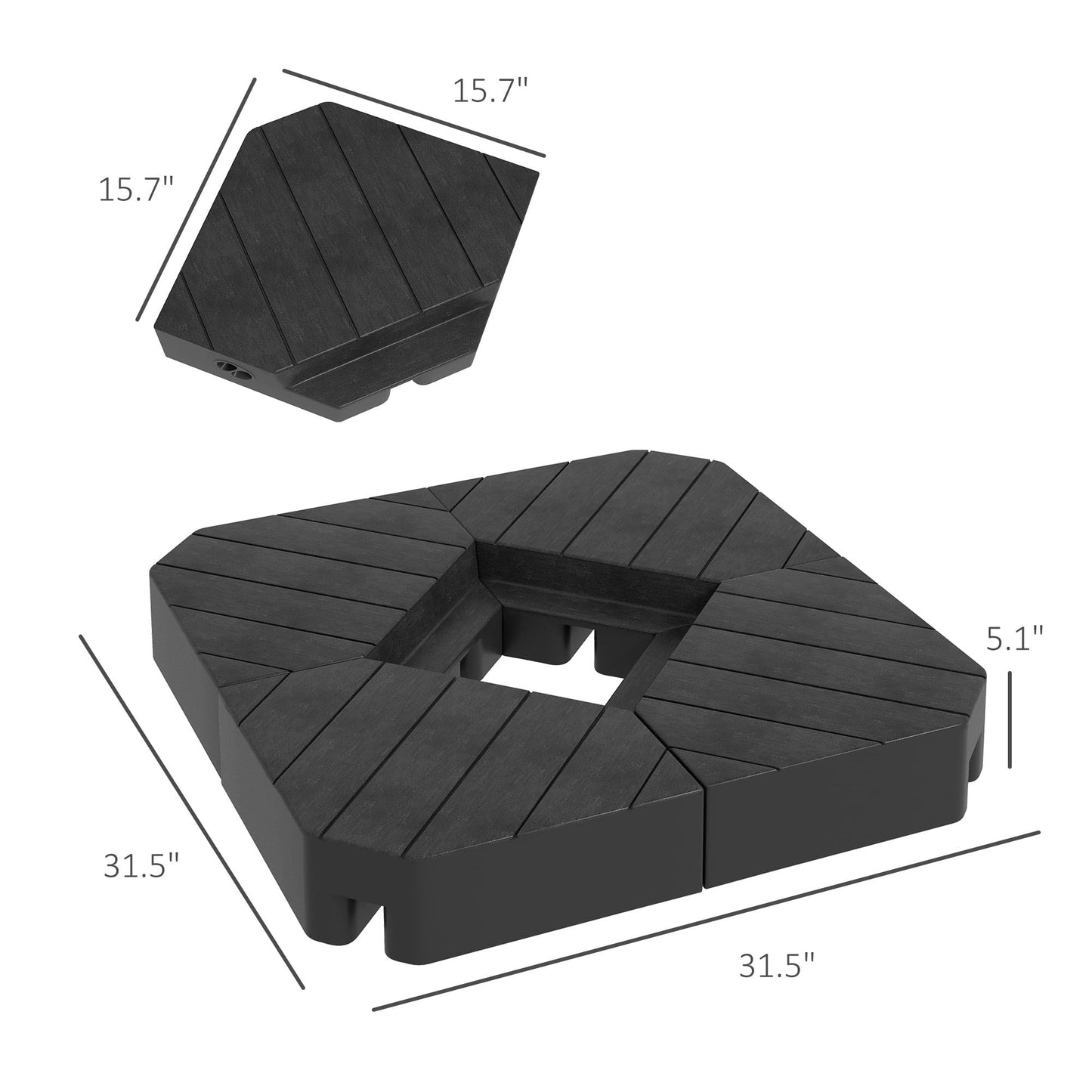Outsunny 4 Piece Patio Cantilever Umbrella Base Weight Set, Outdoor Offset Umbrella Weights for Umbrella Stand