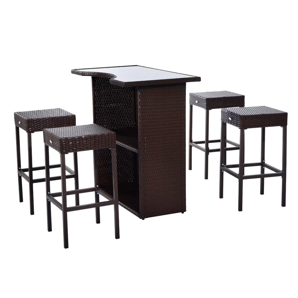 Ensemble de bar en rotin pour patio extérieur Outsunny 5 pièces