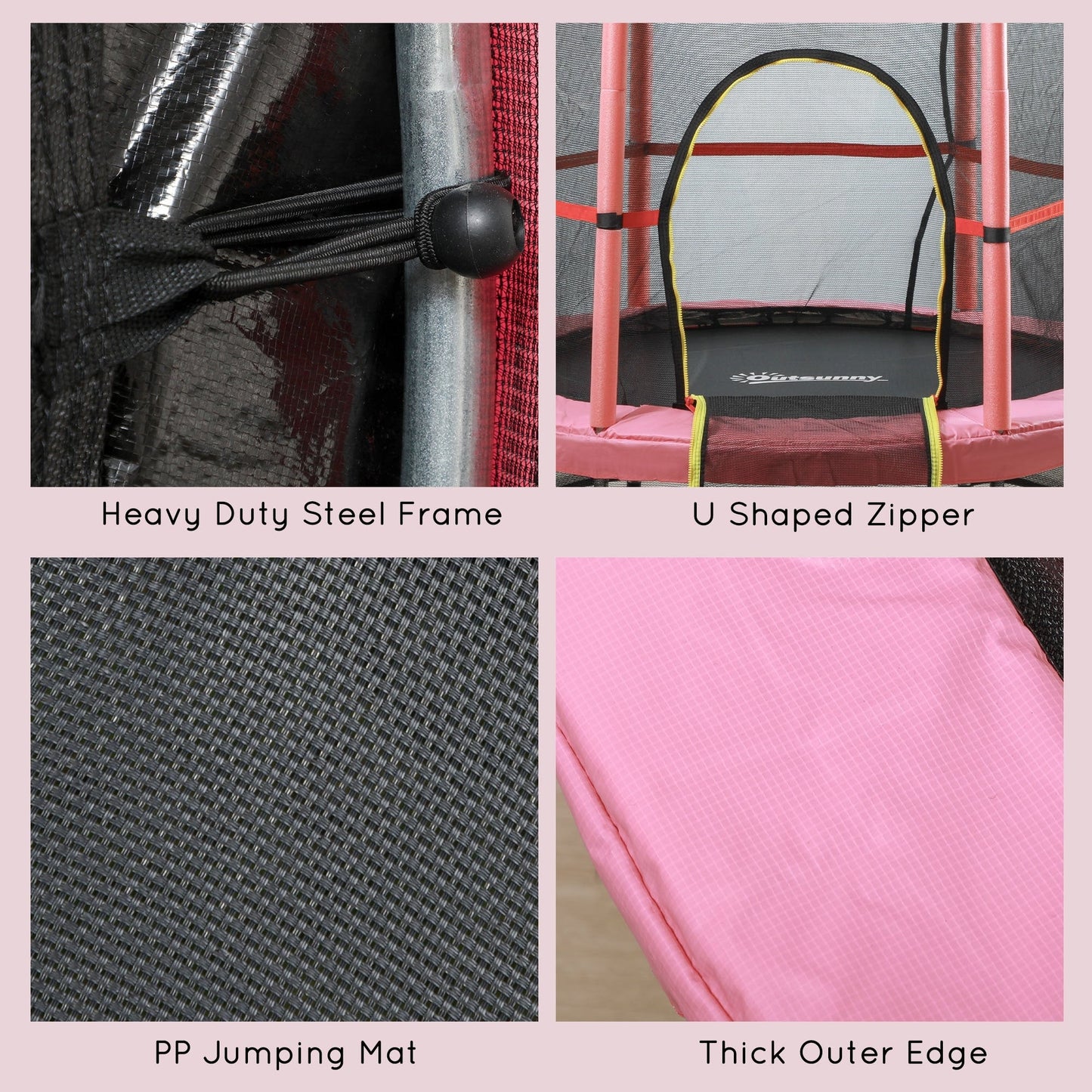 Outsunny 5' Diameter Kids Trampoline with Net for Indoors & Outdoors, Ages 3 to 6