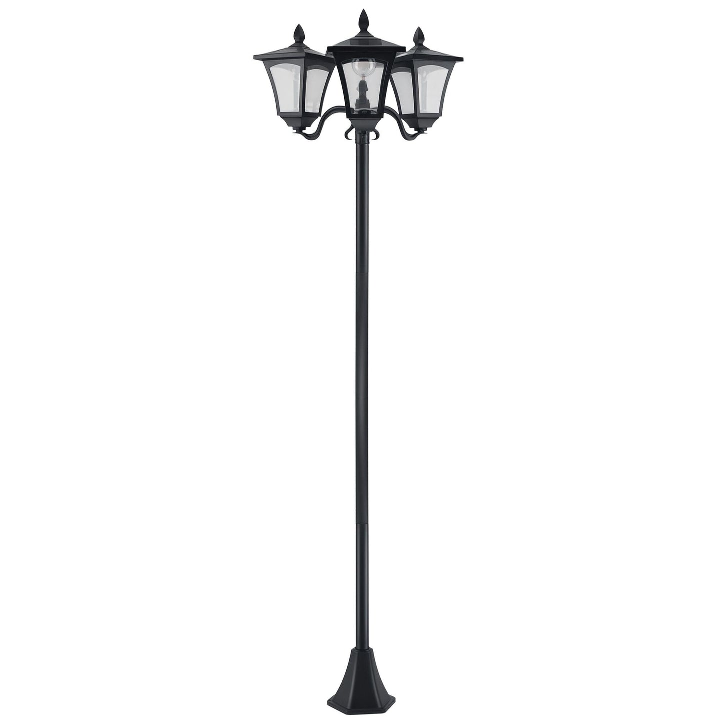 Outsunny 72 Solar Lamp Post, Triple-Head Street Light, All-Weather Waterproof Stainless Steel, Vintage Style for Garden, Lawn
