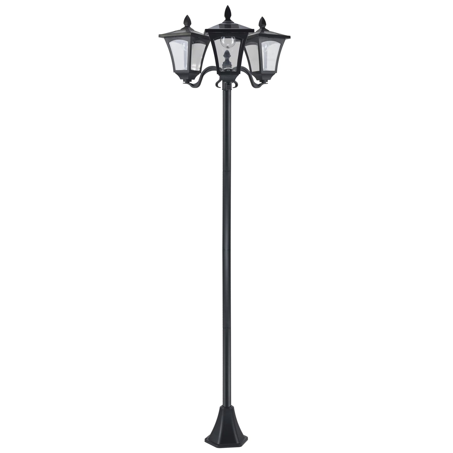 Outsunny 72 Solar Lamp Post, Triple-Head Street Light, All-Weather Waterproof Stainless Steel, Vintage Style for Garden, Lawn