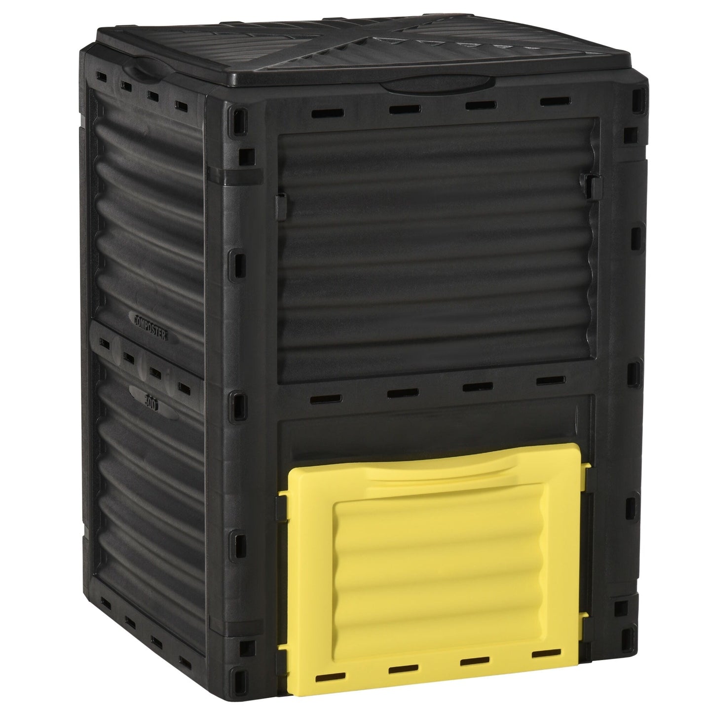 Outsunny Composting Tumblers Garden Compost Bin Large Outdoor Compost Container 80 Gallon, Yellow - 23.75'' x 23.75'' x 32''
