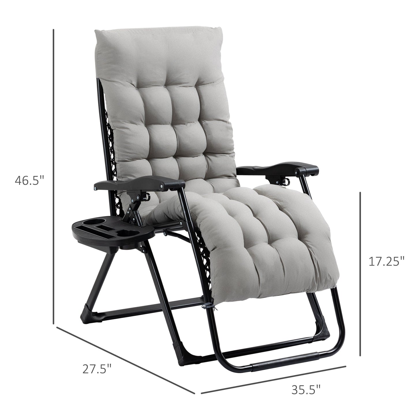 Outsunny Padded Zero Gravity Chairs, Folding Recliner Chair, Patio Lounger with Cup Holder, Adjustable Backrest
