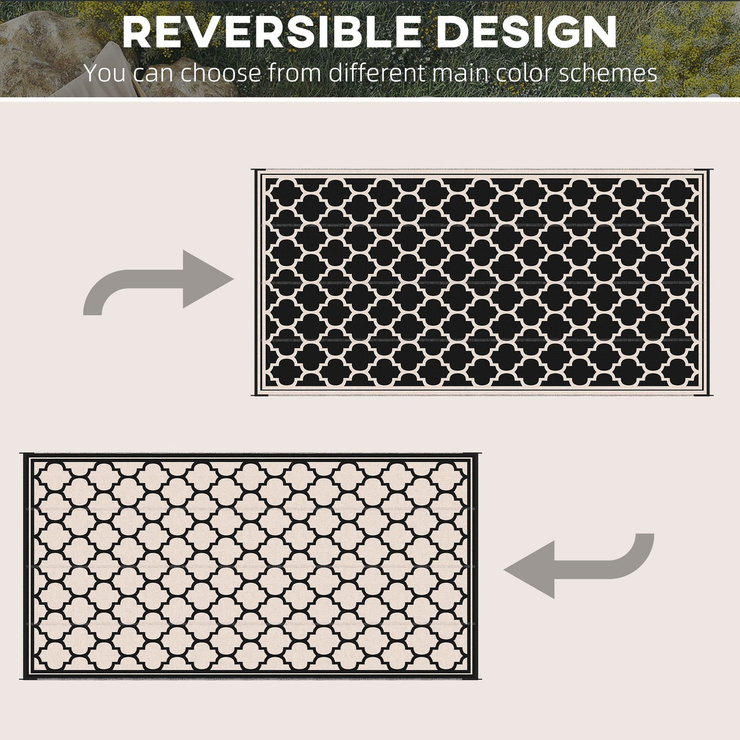 Outsunny Reversible Outdoor RV Rug, Patio Floor Mat, Plastic Straw Rug for Backyard, Deck, Picnic, Beach, Camping