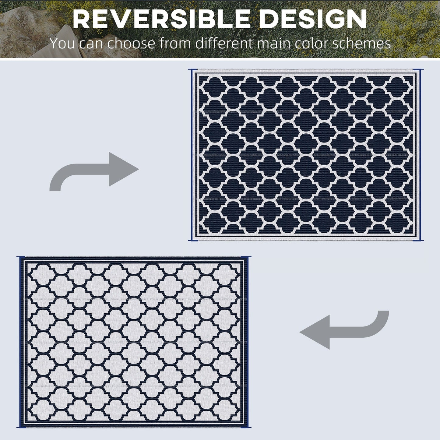 Outsunny Reversible Outdoor RV Rug, Patio Floor Mat, Plastic Straw Rug for Backyard, Deck, Picnic, Beach, Camping
