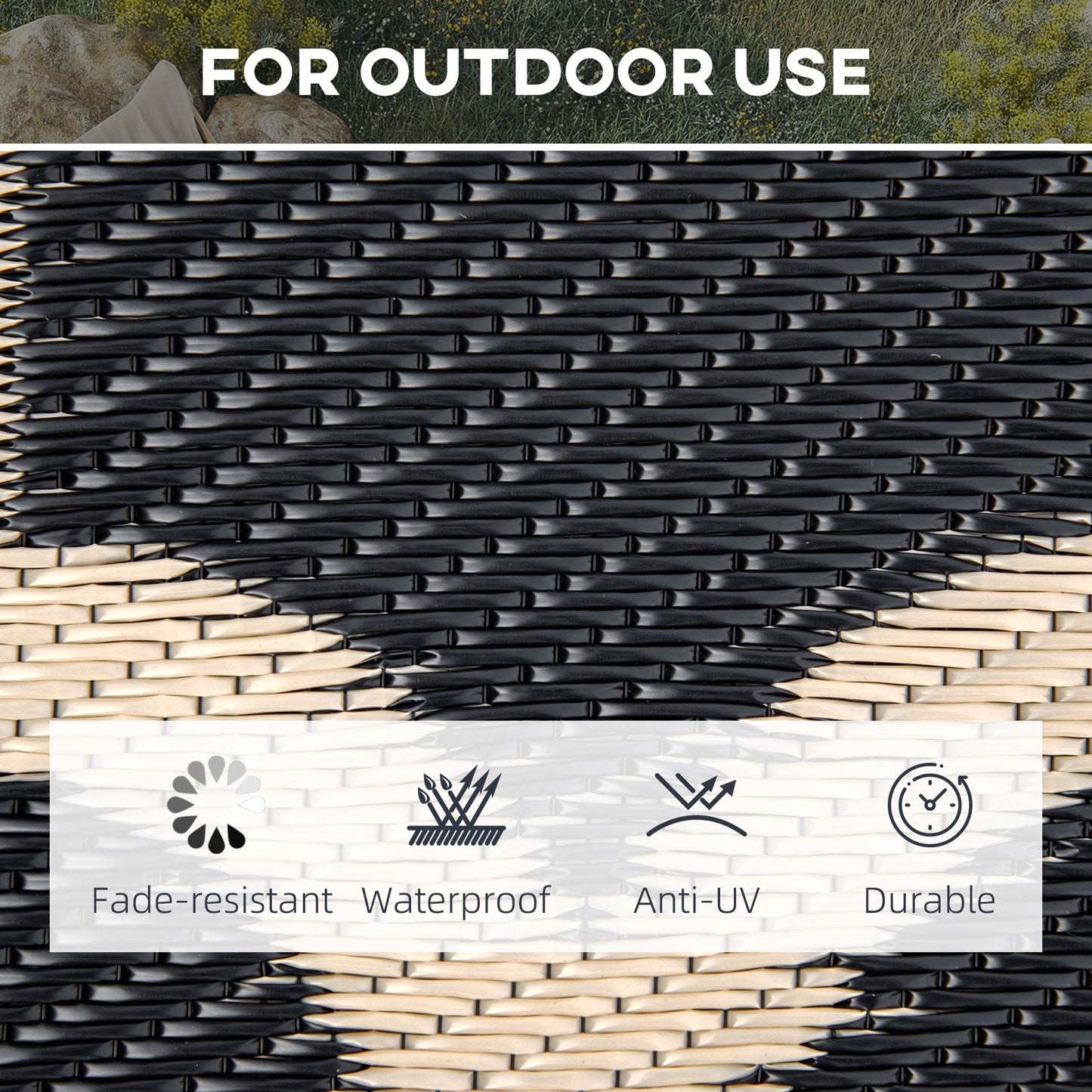Outsunny Reversible Outdoor RV Rug, Patio Floor Mat, Plastic Straw Rug for Backyard, Deck, Picnic, Beach, Camping
