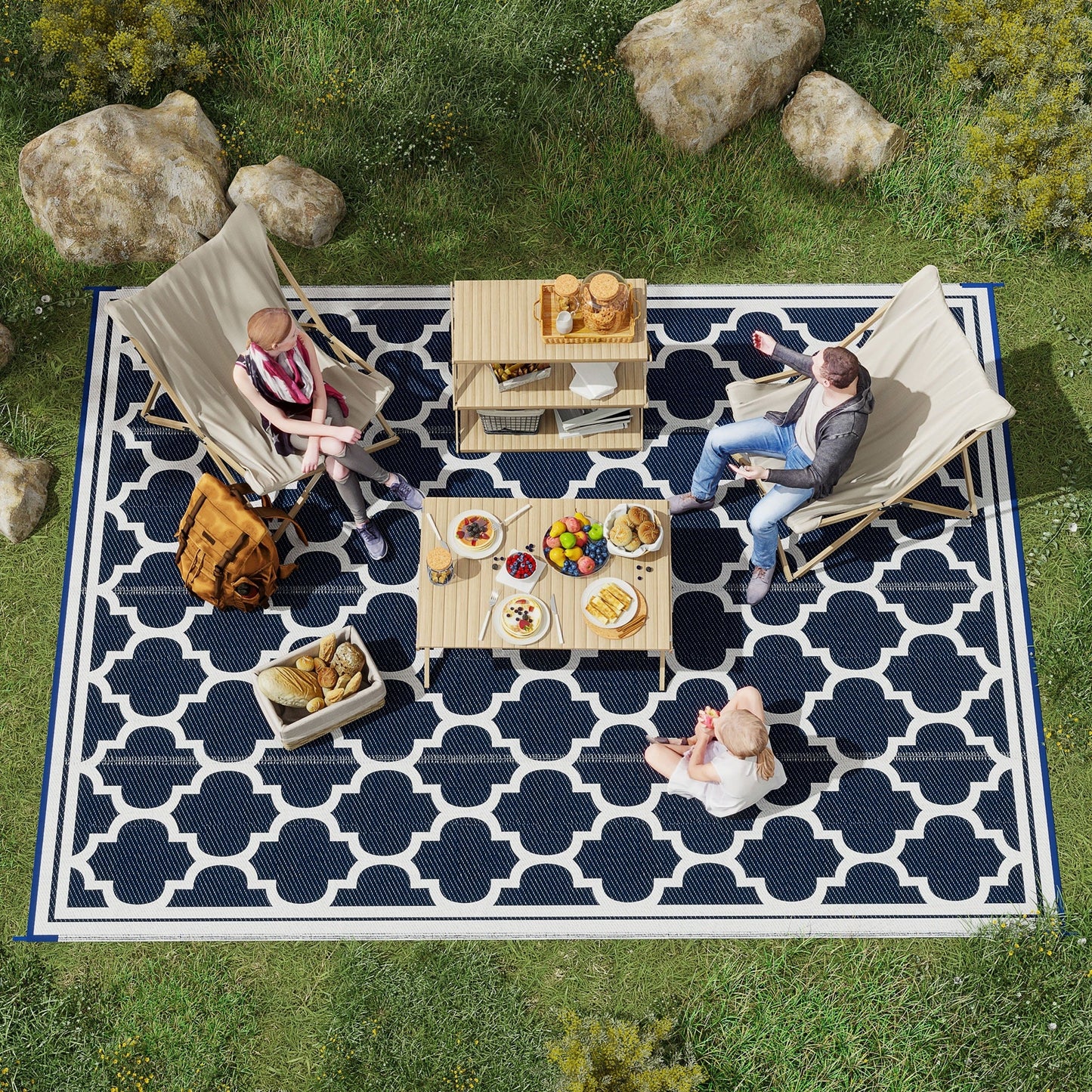 Outsunny Reversible Outdoor RV Rug, Patio Floor Mat, Plastic Straw Rug for Backyard, Deck, Picnic, Beach, Camping