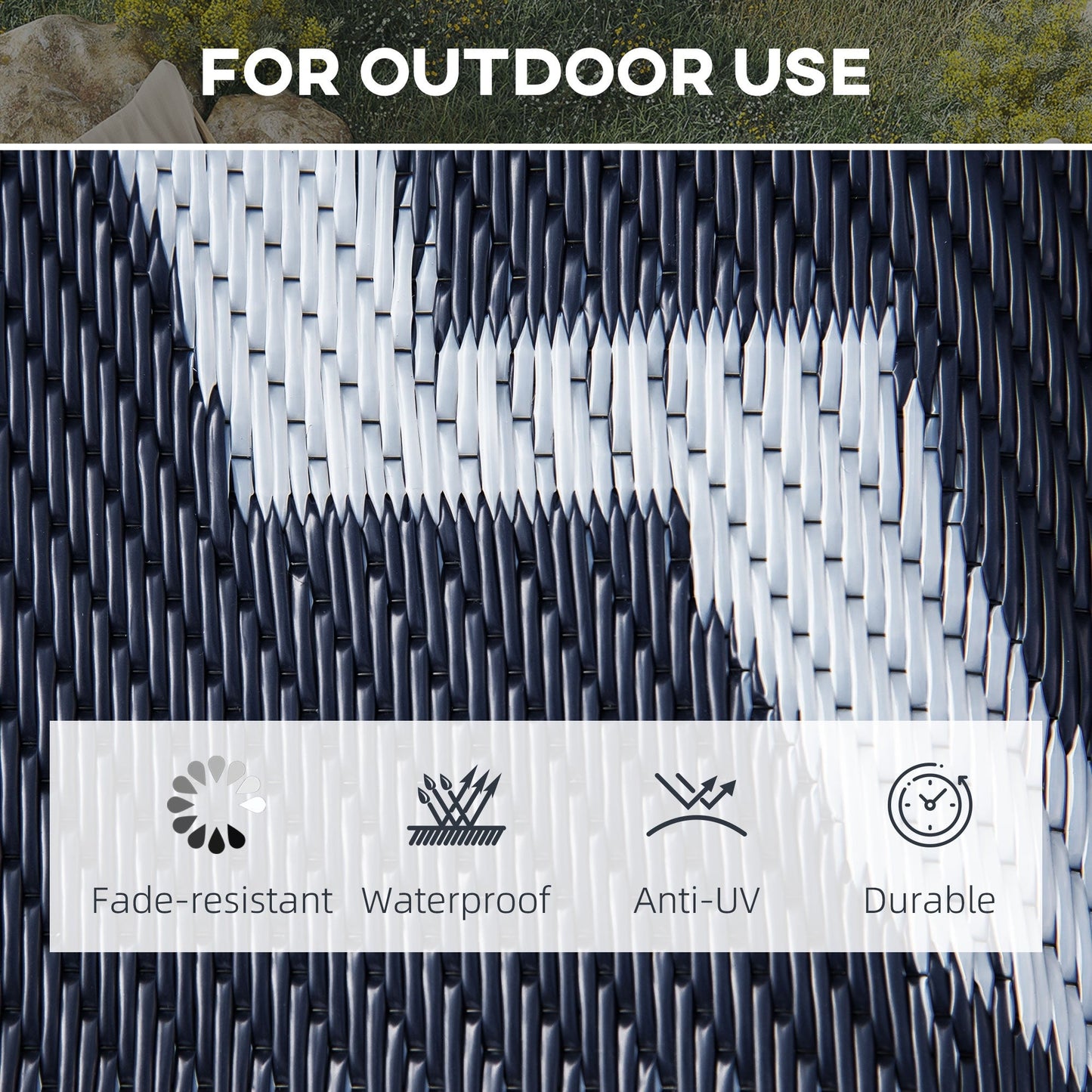 Outsunny Reversible Outdoor RV Rug, Patio Floor Mat, Plastic Straw Rug for Backyard, Deck, Picnic, Beach, Camping