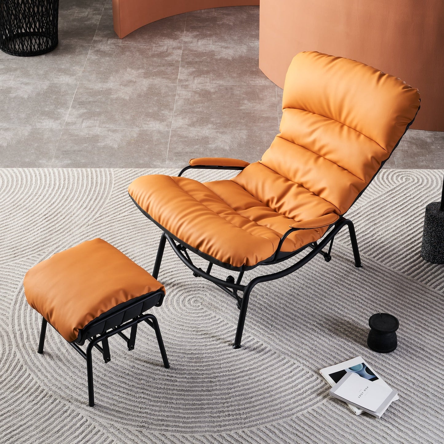 Fauteuil d'appoint de salon OVIOS Fauteuil inclinable à bascule avec pouf