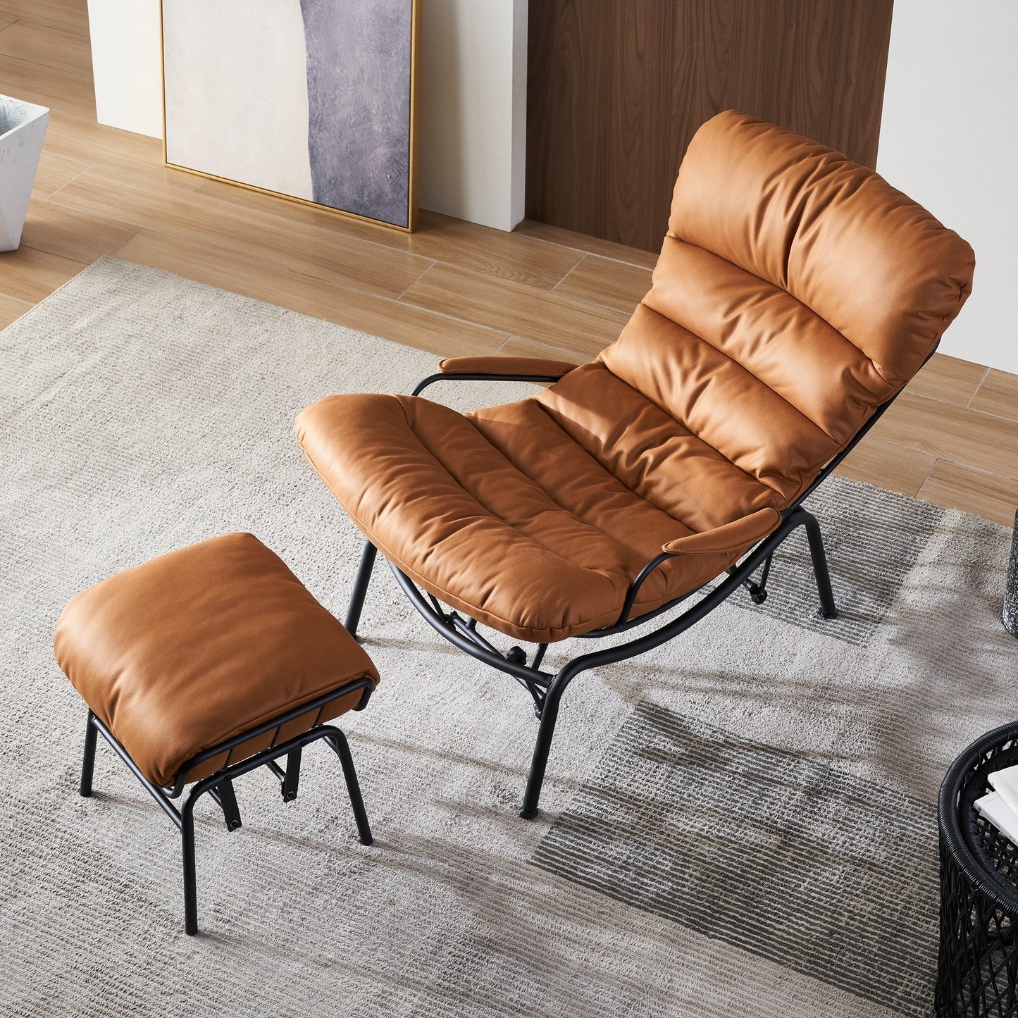 Fauteuil d'appoint de salon OVIOS Fauteuil inclinable à bascule avec pouf
