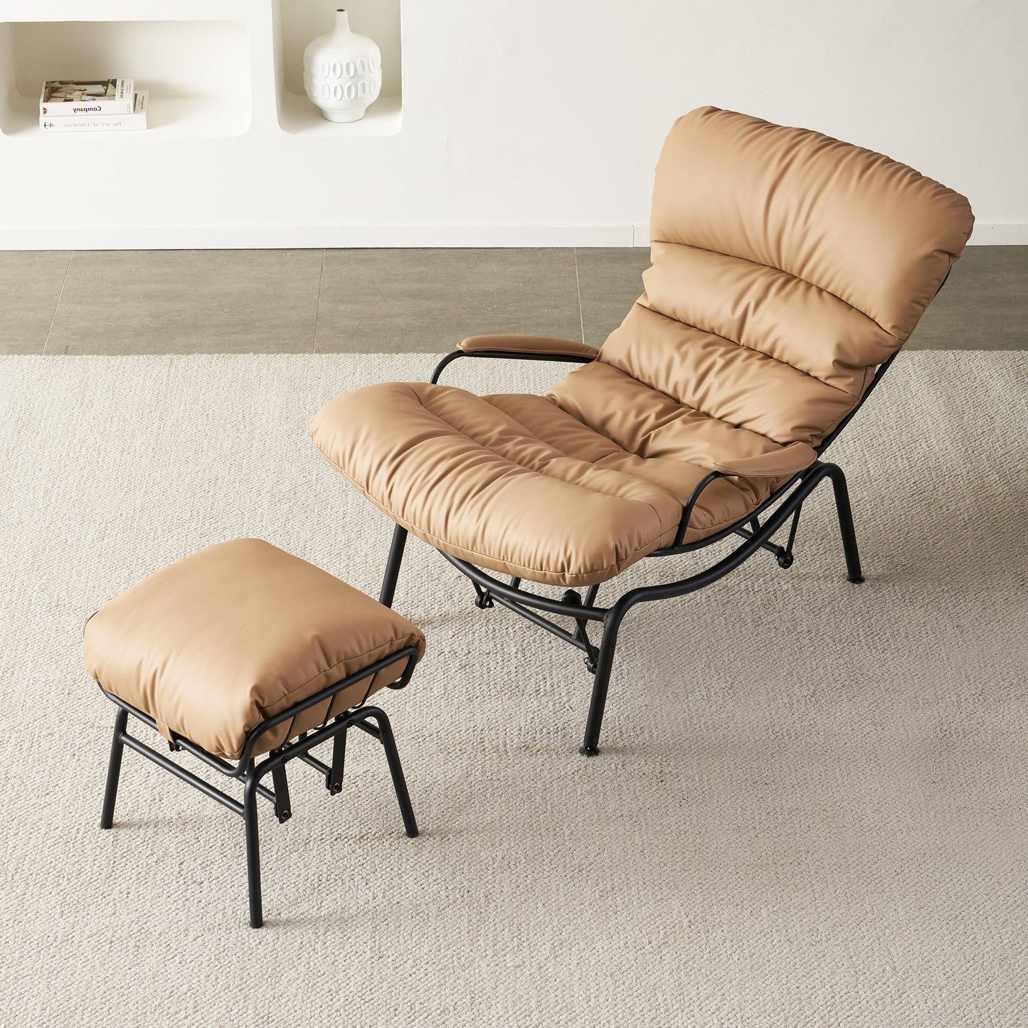 Fauteuil d'appoint de salon OVIOS Fauteuil inclinable à bascule avec pouf