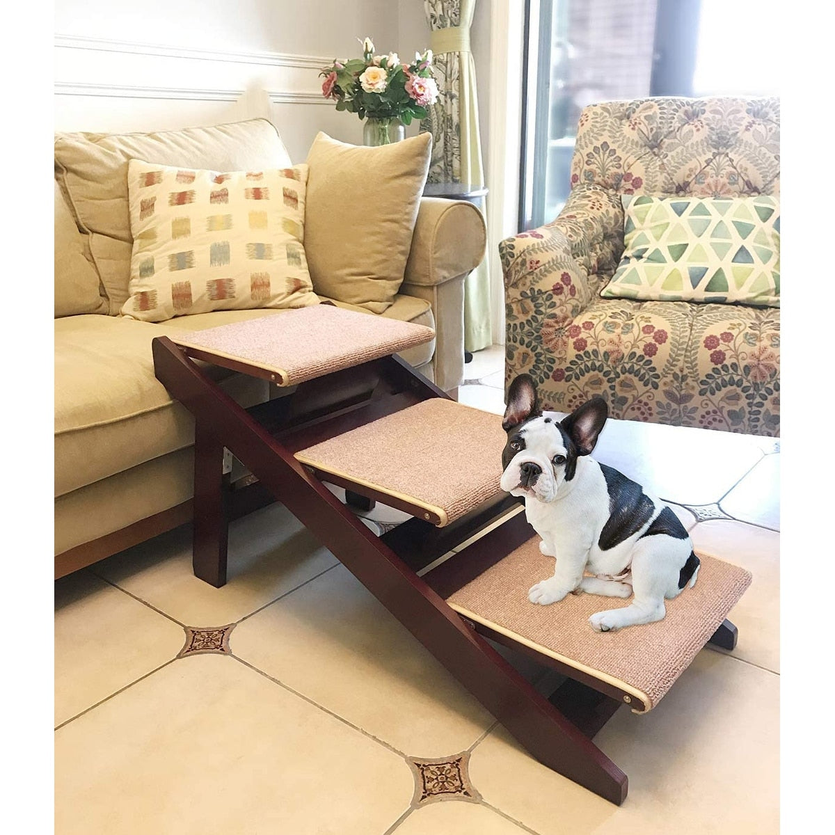 PAWLAND 2-in-1 Portable Folding Pet Stairs for Dogs, Cats, High Beds,Dog Steps, Easy Climb Pet Step Stool