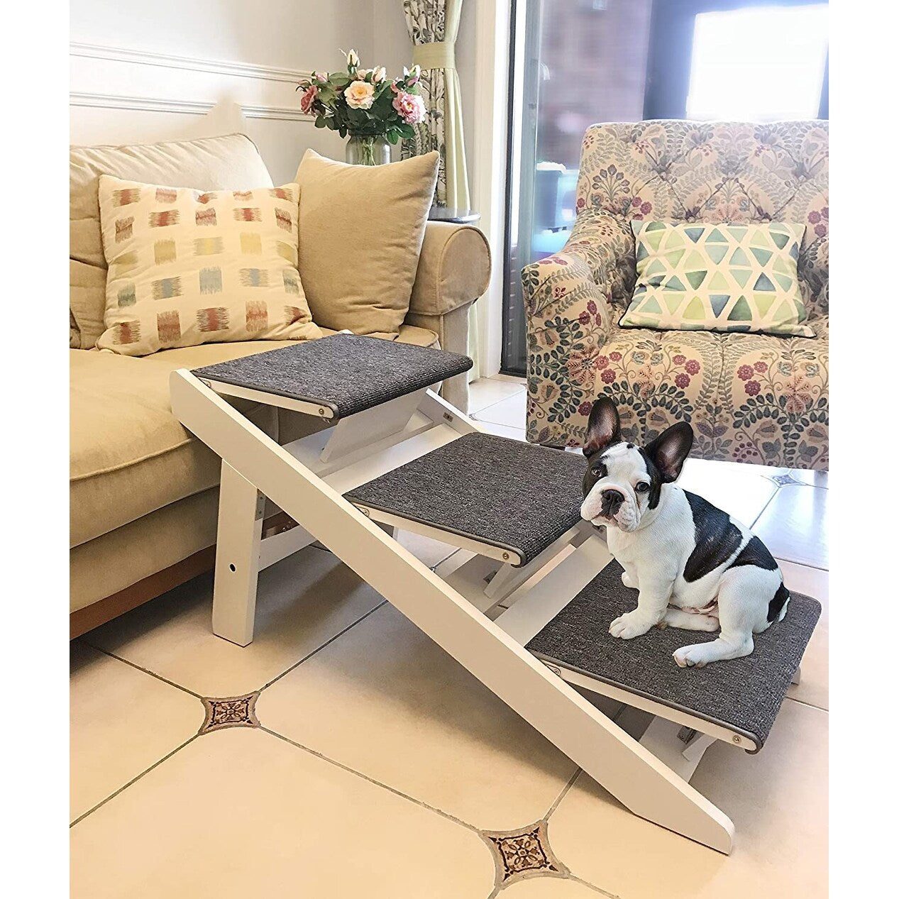 PAWLAND 2-in-1 Portable Folding Pet Stairs for Dogs, Cats, High Beds,Dog Steps, Easy Climb Pet Step Stool
