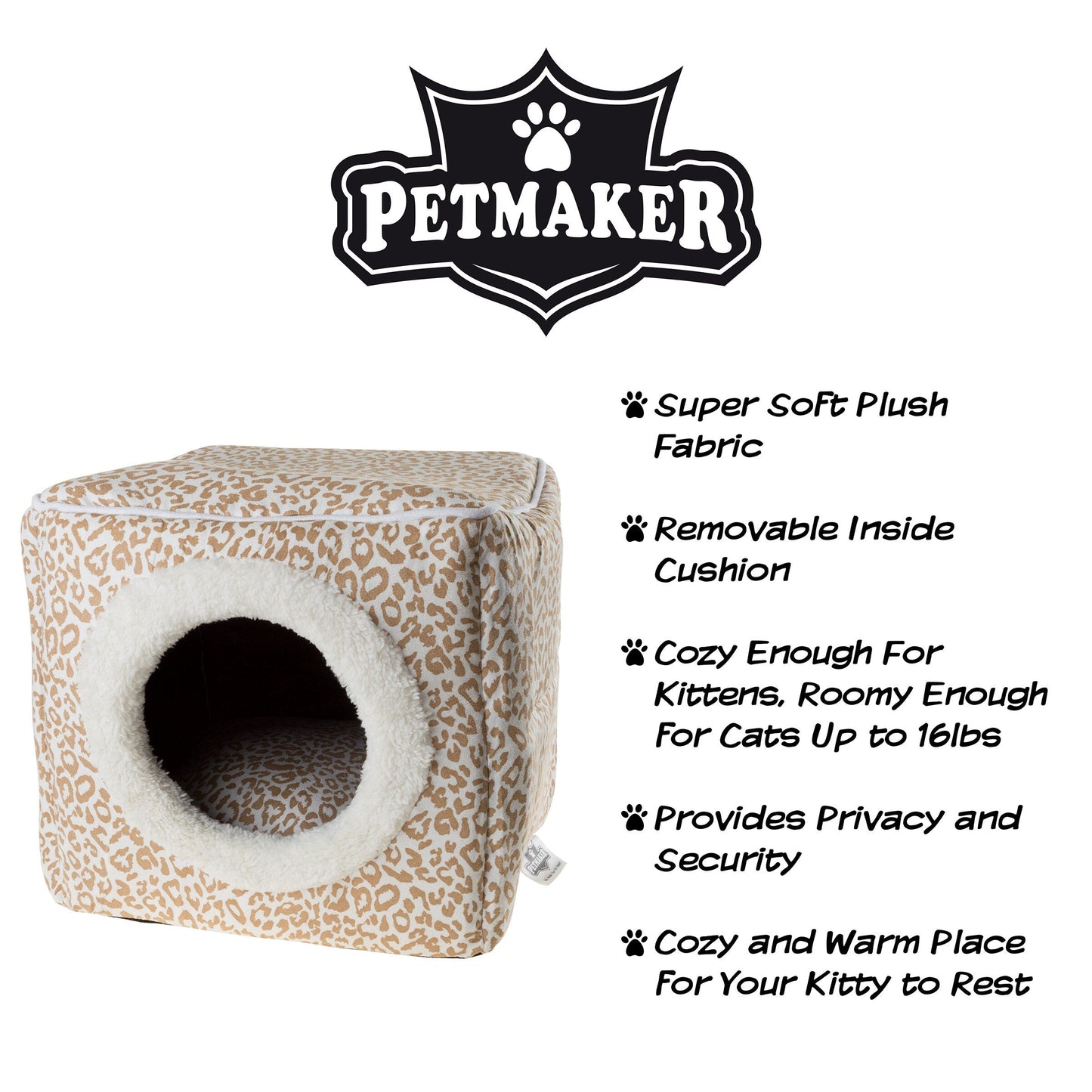 PETMAKER Cozy Cat Cave Enclosed Cube Indoor Pet Bed