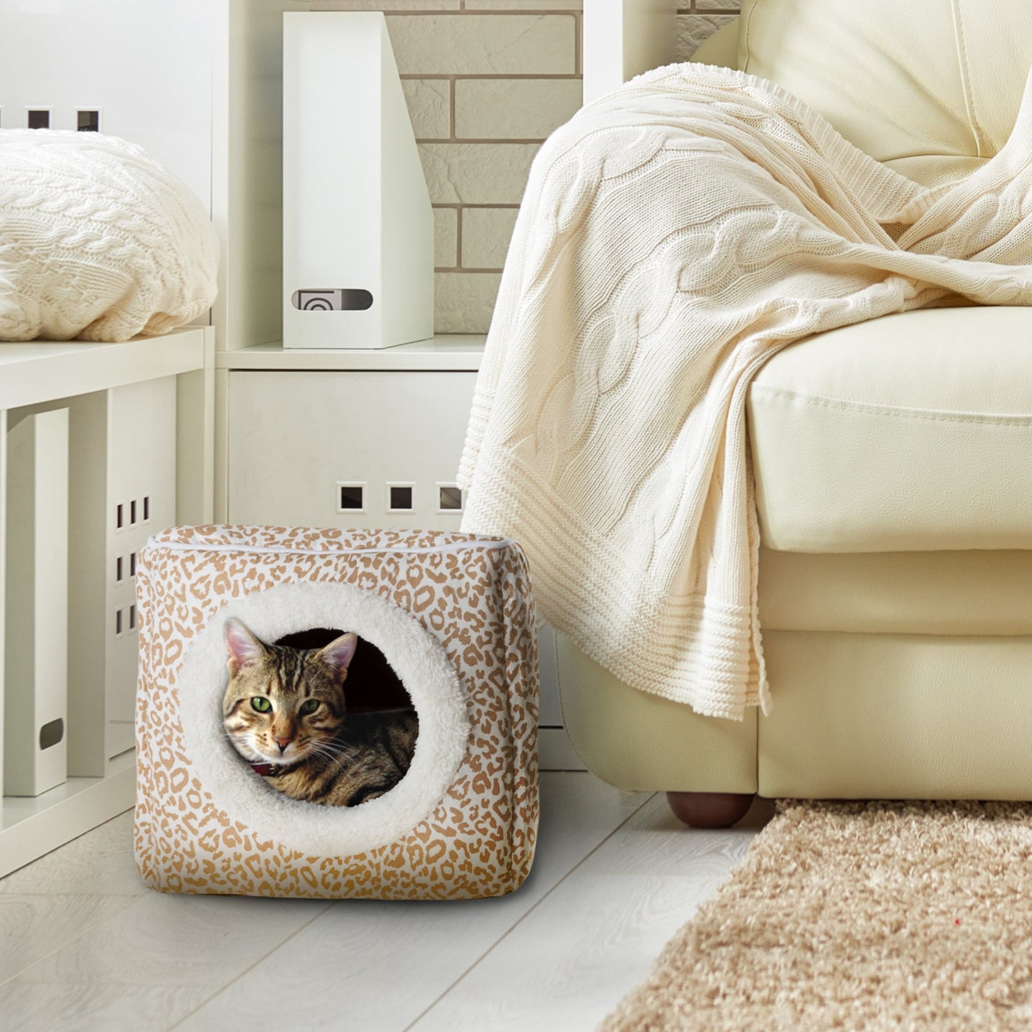 PETMAKER Cozy Cat Cave Enclosed Cube Indoor Pet Bed