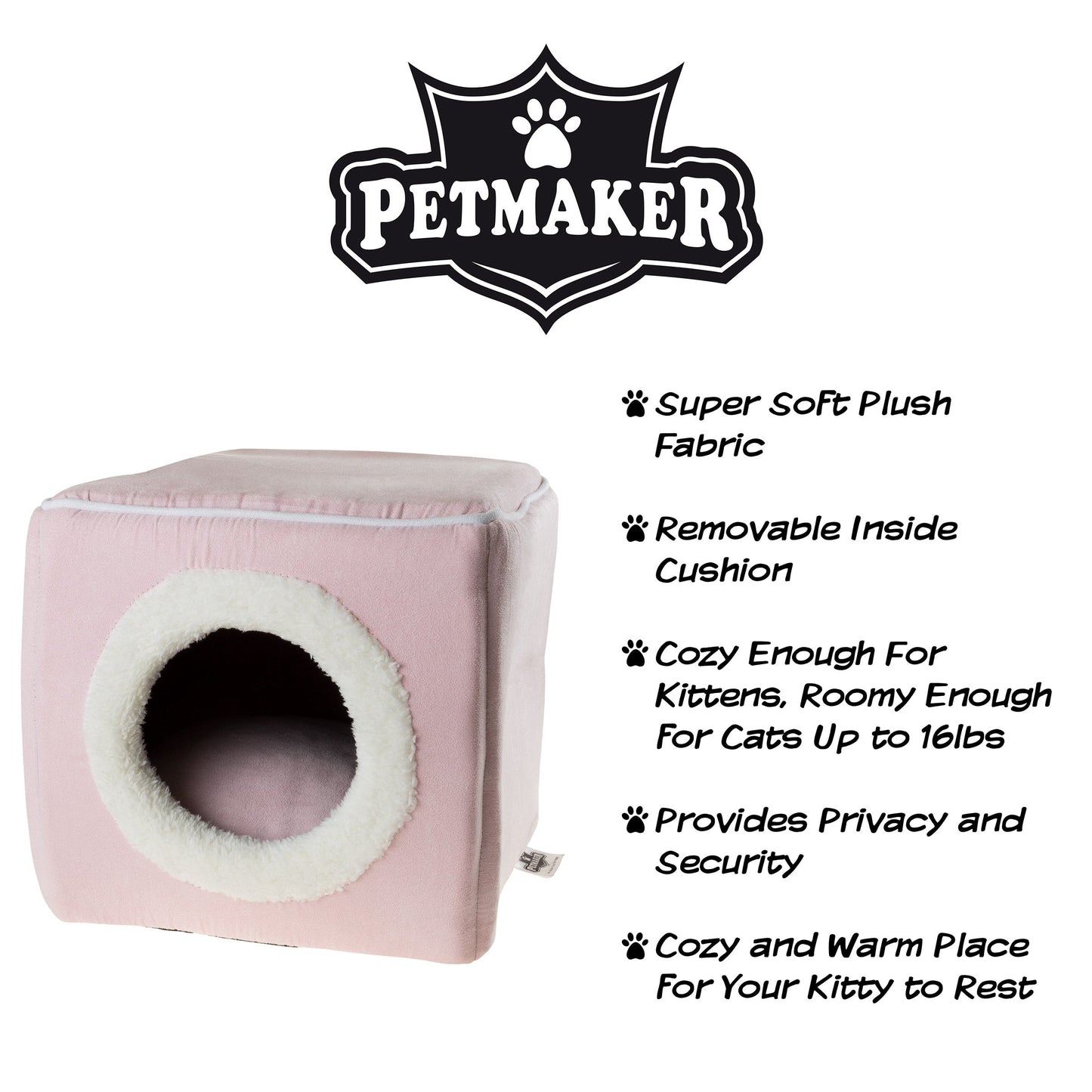 PETMAKER Cozy Cat Cave Enclosed Cube Indoor Pet Bed