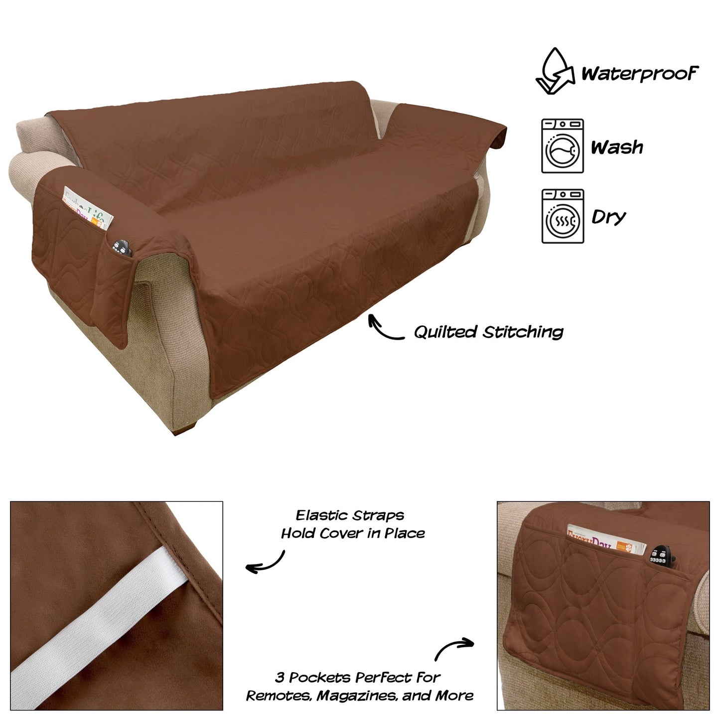 PETMAKER Waterproof Nonslip 3-Cushion Couch Cover for Pets