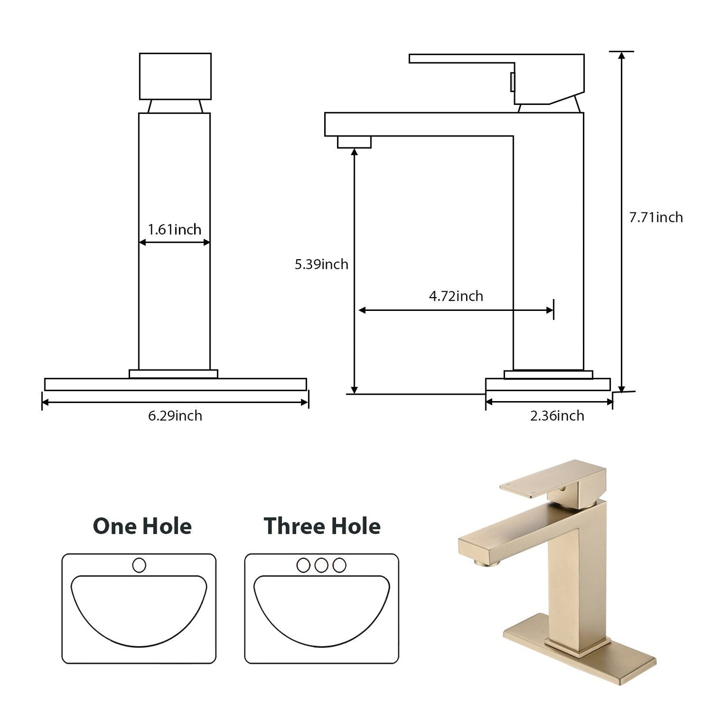 PROOX Single Bathroom Sink Faucet with Drain Assembly