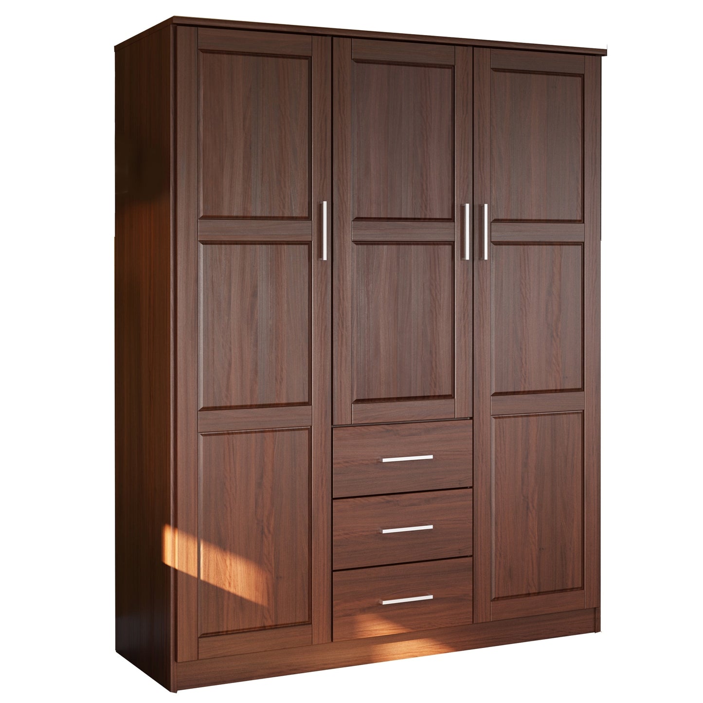 Palace Imports 100% Solid Wood Cosmo 3-Door Wardrobe Armoire with Solid Wood or Mirrored Doors