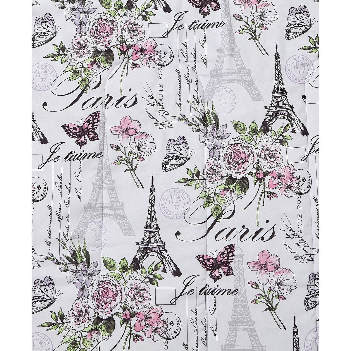 CEDAR COURT Paris Floral Lilac Soft Microfiber Reversible Comforter Set