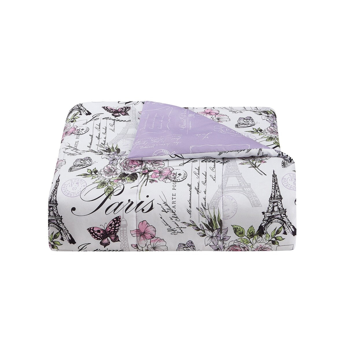CEDAR COURT Paris Floral Lilac Soft Microfiber Reversible Comforter Set