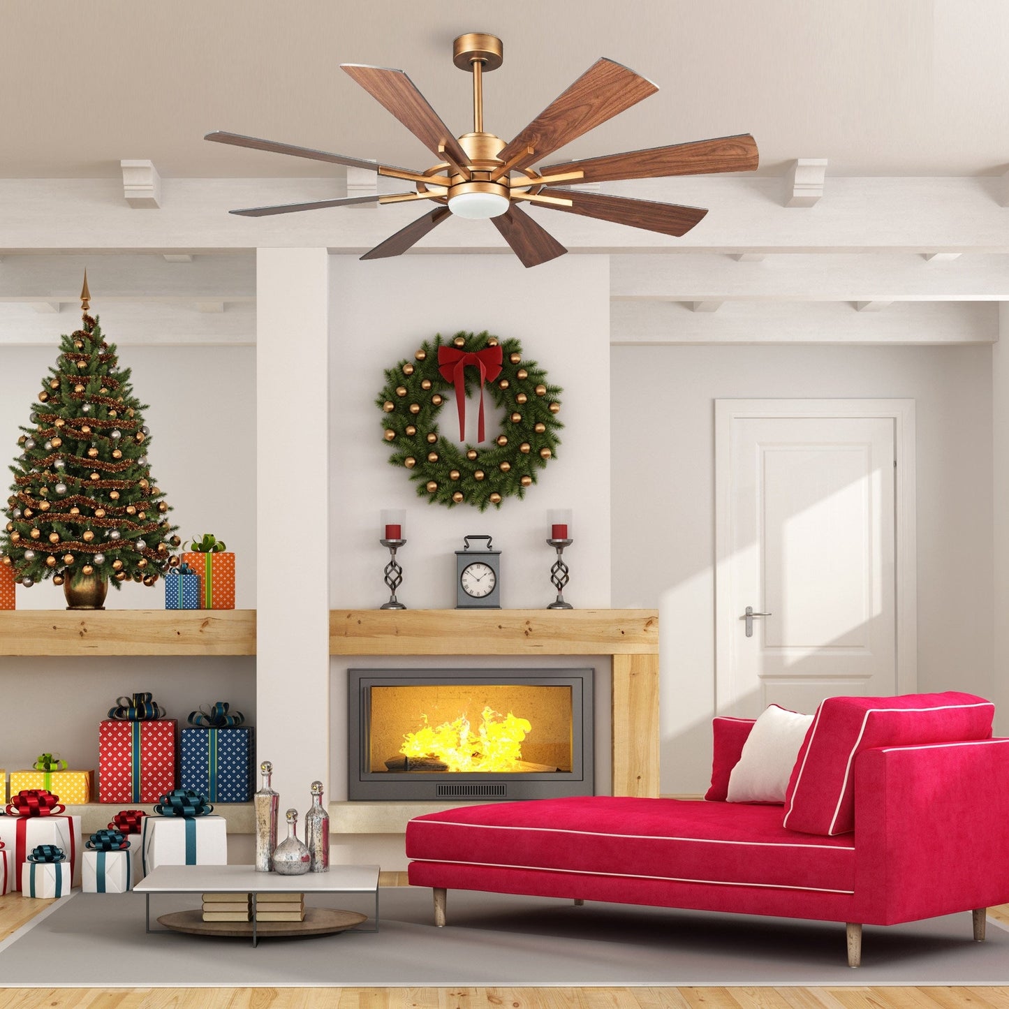 Parrot Uncle 60 Farmhouse Integrated LED Windmill Ceiling Fan with Light and Remote