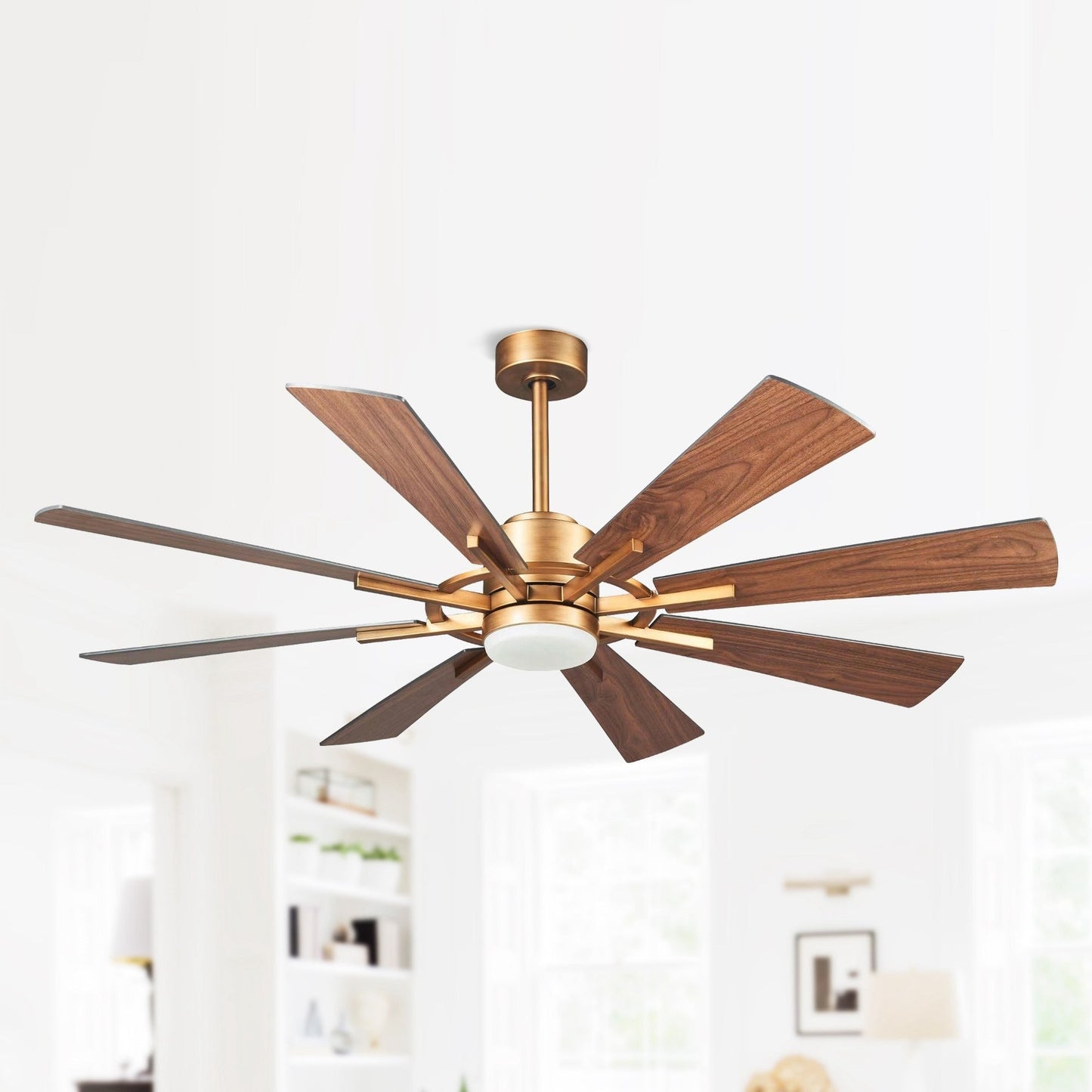 Parrot Uncle 60 Farmhouse Integrated LED Windmill Ceiling Fan with Light and Remote