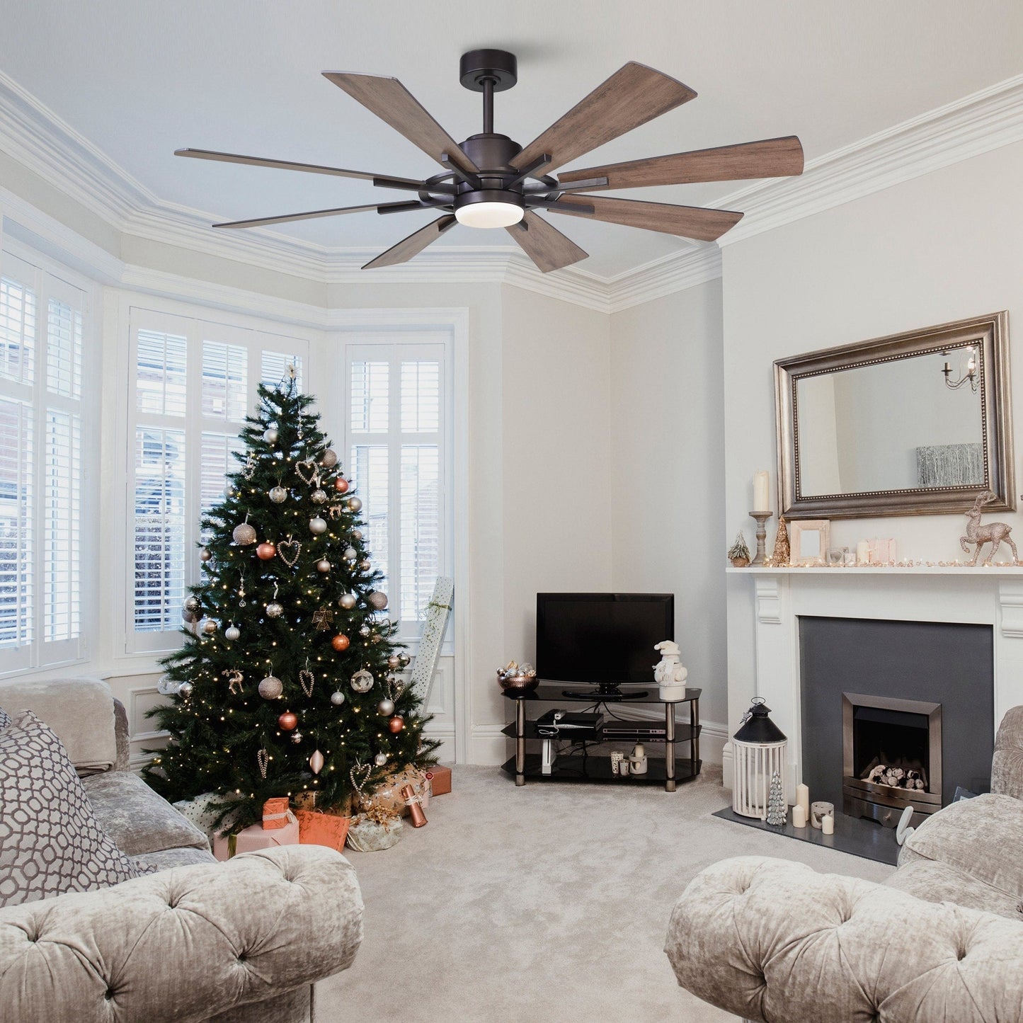 Parrot Uncle 60 Farmhouse Integrated LED Windmill Ceiling Fan with Light and Remote