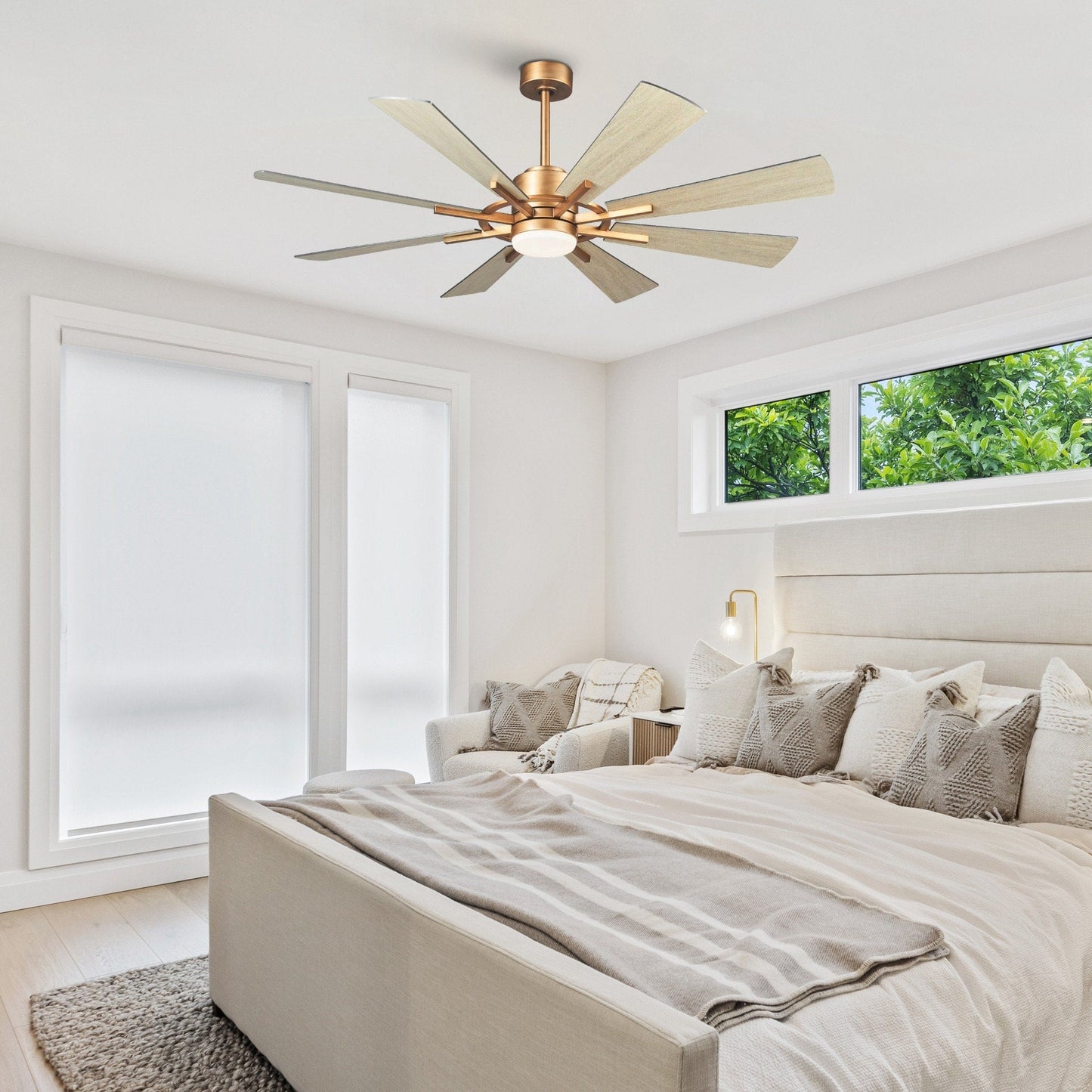 Parrot Uncle 60 Farmhouse Integrated LED Windmill Ceiling Fan with Light and Remote