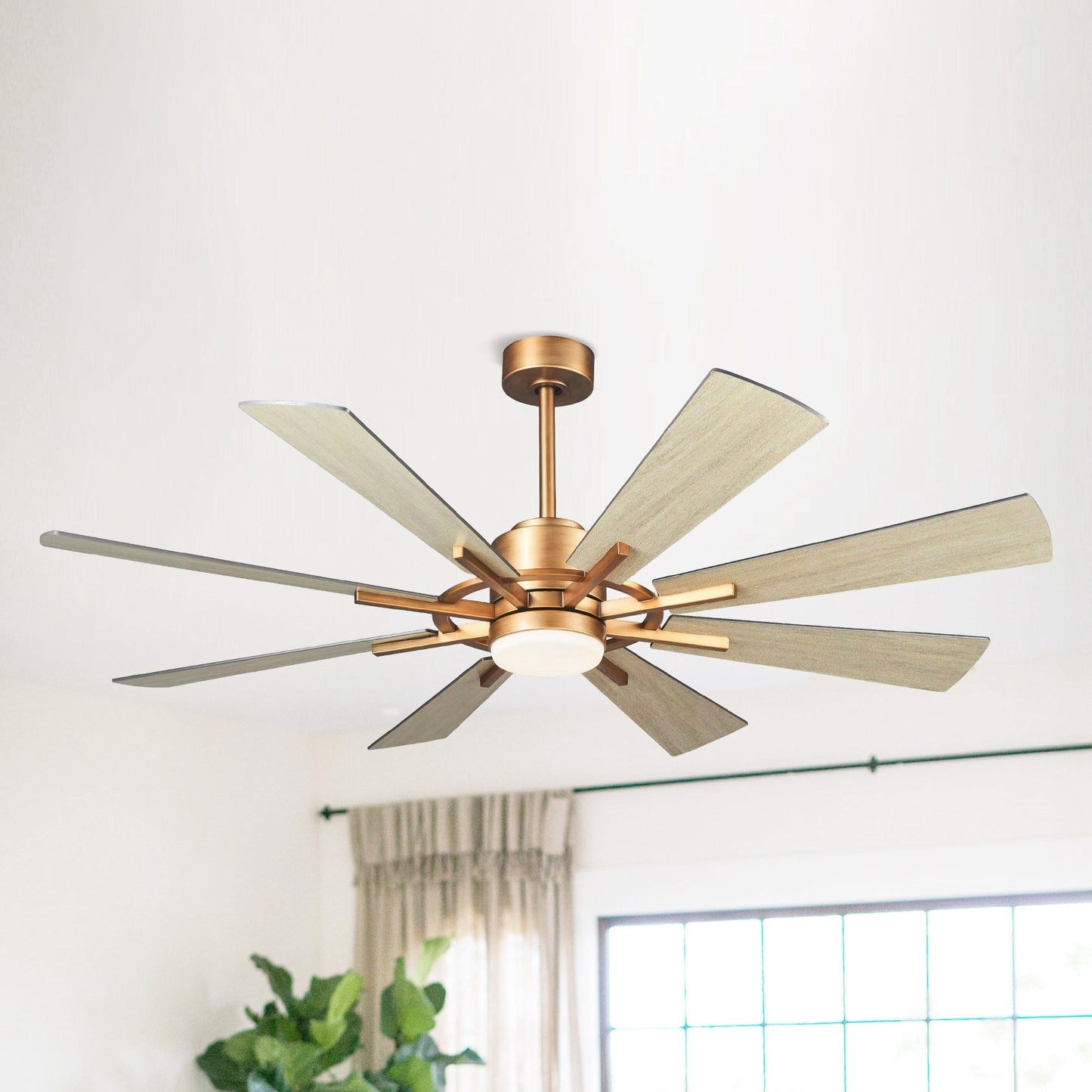 Parrot Uncle 60 Farmhouse Integrated LED Windmill Ceiling Fan with Light and Remote