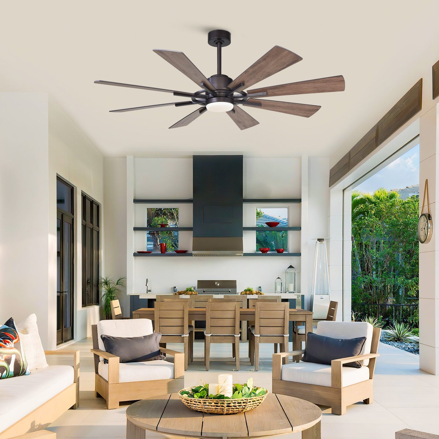 Parrot Uncle 60 Farmhouse Integrated LED Windmill Ceiling Fan with Light and Remote