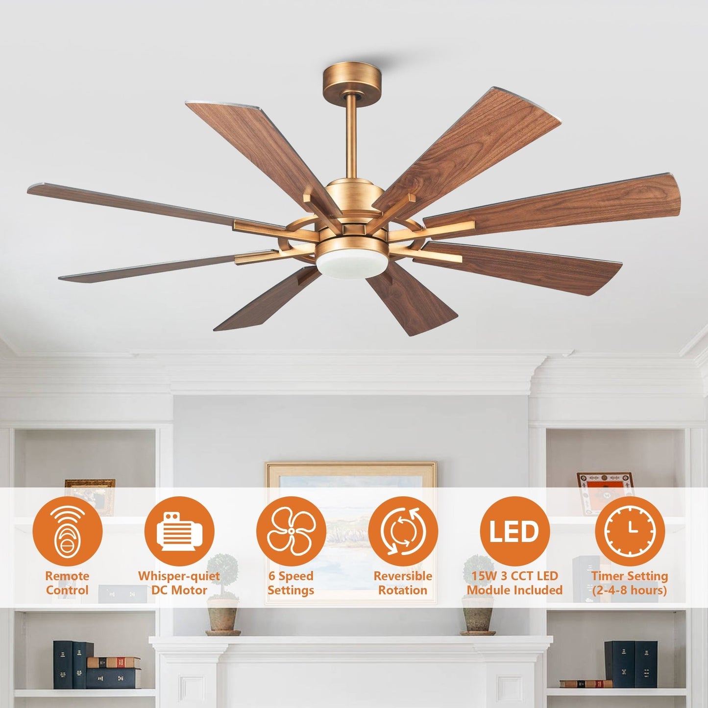 Parrot Uncle 60 Farmhouse Integrated LED Windmill Ceiling Fan with Light and Remote