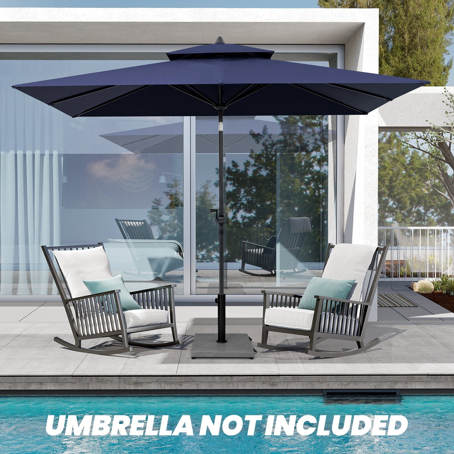 Patio Outdoor Market Umbrella Holder Base 40/55 Pound Square Stand for Pole Umbrella